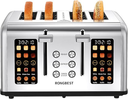 4 Slice Touch Screen Toaster, Easy-to-Use Digital Stainless Steel Toaster by Unknown
