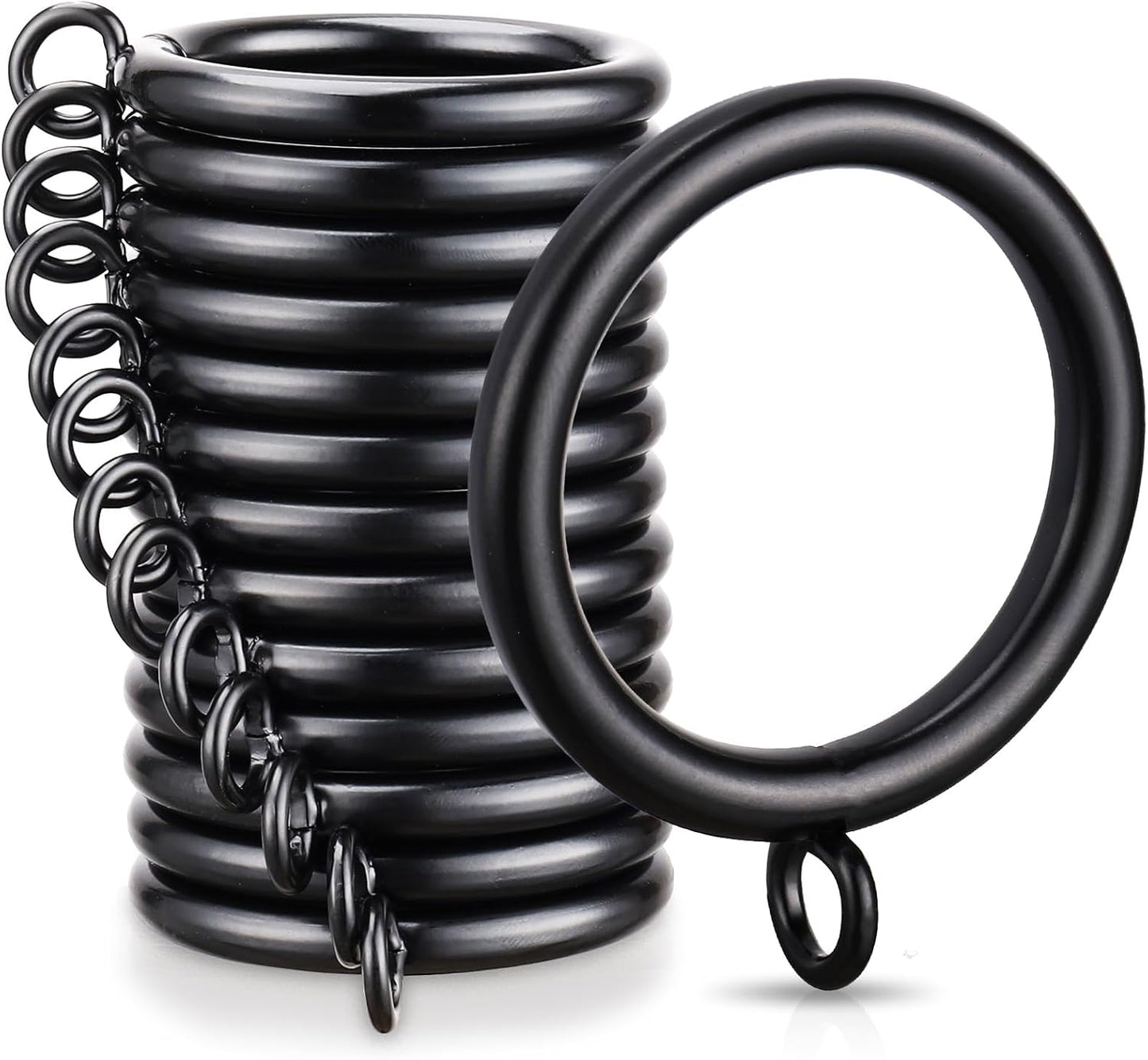 40 PCS Curtain Rings, 1.5 Inch Thickened Curtain Rings Metal Drapery Ring for Curtain Rods Black