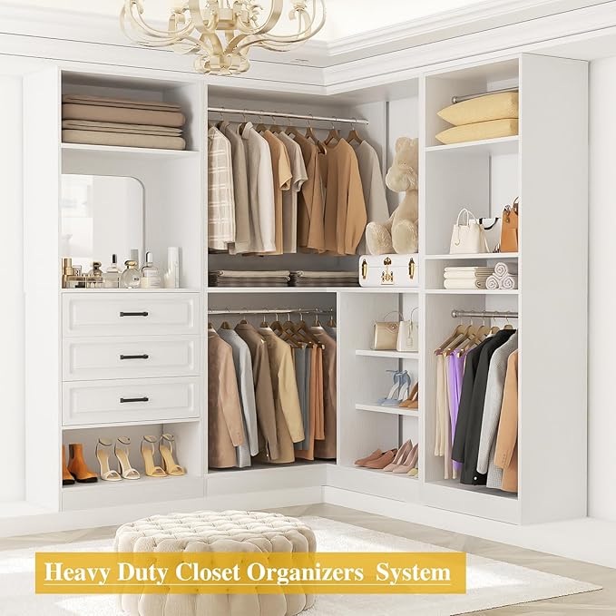 Unikito Closet System with Drawers，86” Modular Corner Closet Organizer System - Image 5
