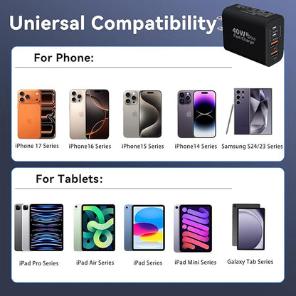 USB C Wall Fast Charger Block, 40W 4-Port Type C Chargers Fast Charging Blocks - Image 4