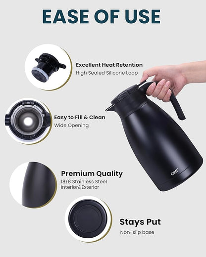 GiNT 2.2L / 74Oz Thermal Coffee Carafe, Insulated Stainless Steel Coffee Carafes - Image 3