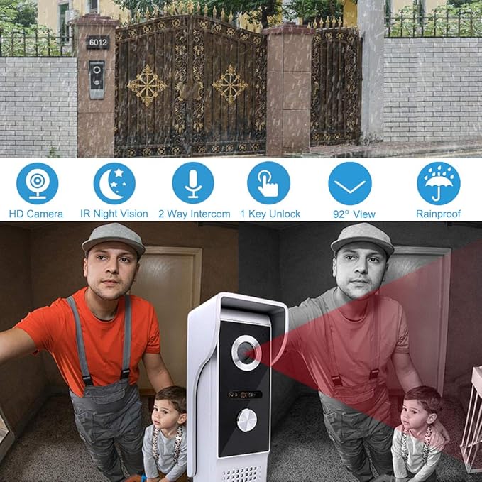 AMOCAM Video Door Phone System, 4.3 Inches Touch Monitor Wired Video Intercom - Image 5