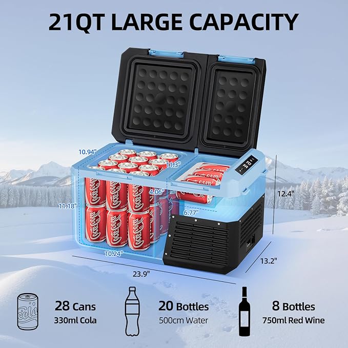 25L Car Refrigerator Freezer, 27QT Dual Zone Portable Compressor Cooler - Image 6