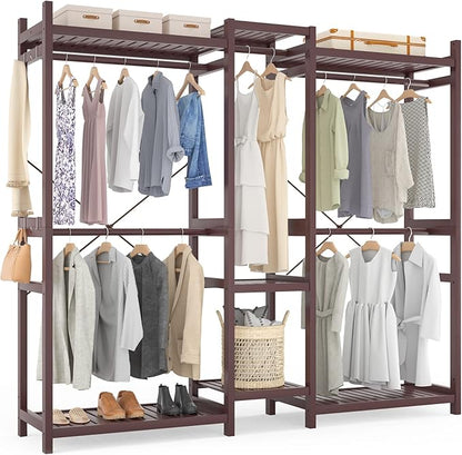 Homykic Bamboo Closet System Clothes Rack, Large Freestanding Garment Rack by Homykic