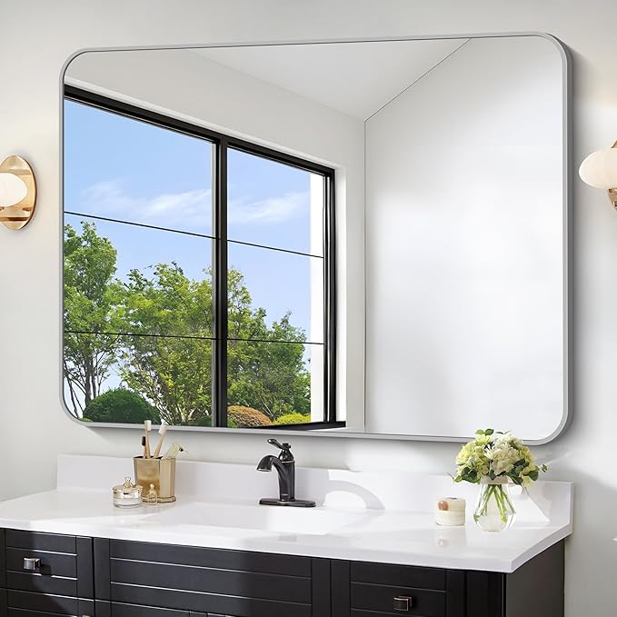 FORBATH 40x48 Inch Silver Bathroom Mirror by FORBATH