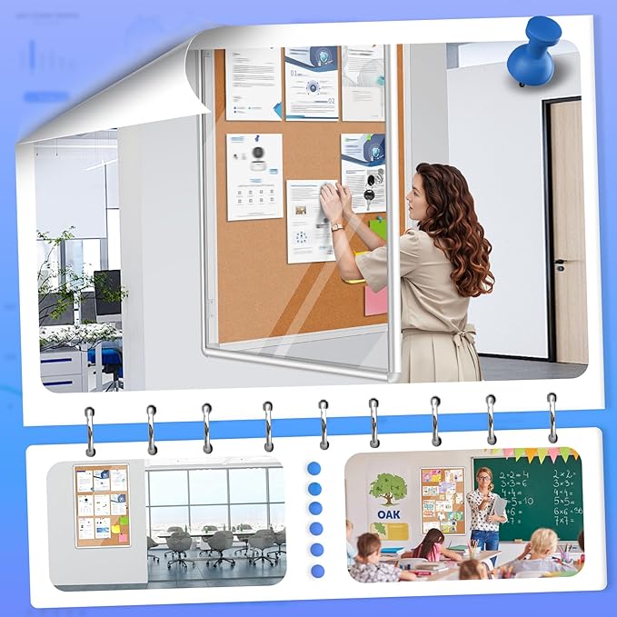 Magula 36"x24" Enclosed Bulletin Board Tamper-Proof Dispaly Case, Aluminium - Image 7