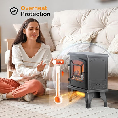 ROVSUN 20" H Electric Fireplace Stove Space Heater, 1400W Portable Freestanding - Image 5