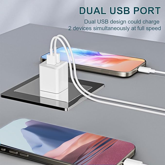 USB Wall Charger, Charger Block, Dual A Port Plug Cube, Power Adapter Charging - Image 2