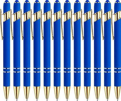 LINFANC 12 Pack Blue Gold Ballpoint Pen by LINFANC