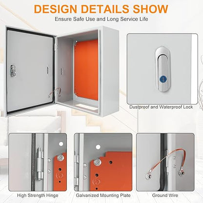 Cold Rolled Steel Electrical Box 20'' x 16'' x 8'' Indoor/Outdoor Thick - Image 5