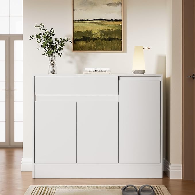 Shoe Cabinet Storage with 3 Doors, Freestanding Shoe Cabinet with Drawer & - Image 7