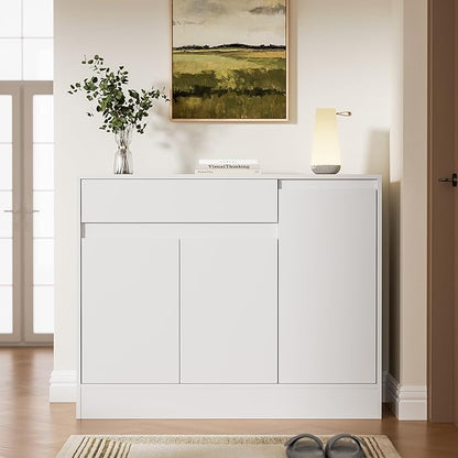 Shoe Cabinet Storage with 3 Doors, Freestanding Shoe Cabinet with Drawer & - Image 7