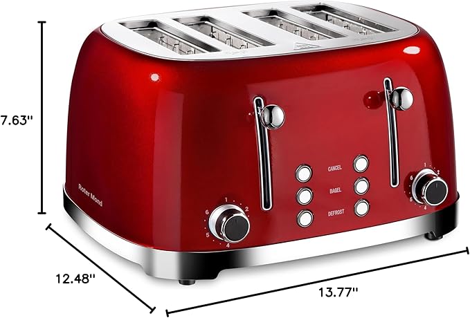 Roter Mond 4 Slice Toaster Retro Stainless Steel - Image 8