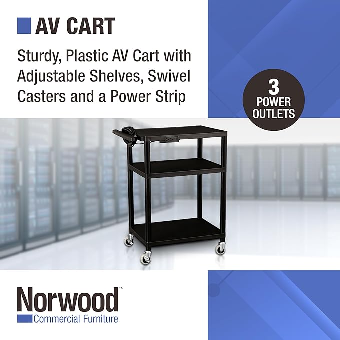 Norwood Commercial Furniture Mobile Utility AV Cart - Image 2