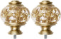 Replacement Finials for Curtain Rods (1 or 7/8 Inch), Luxury Gold | Set of 2, Window Treatment Finials with M6 Screws(1/4 in), Decorative Translucent Gold Foil Design