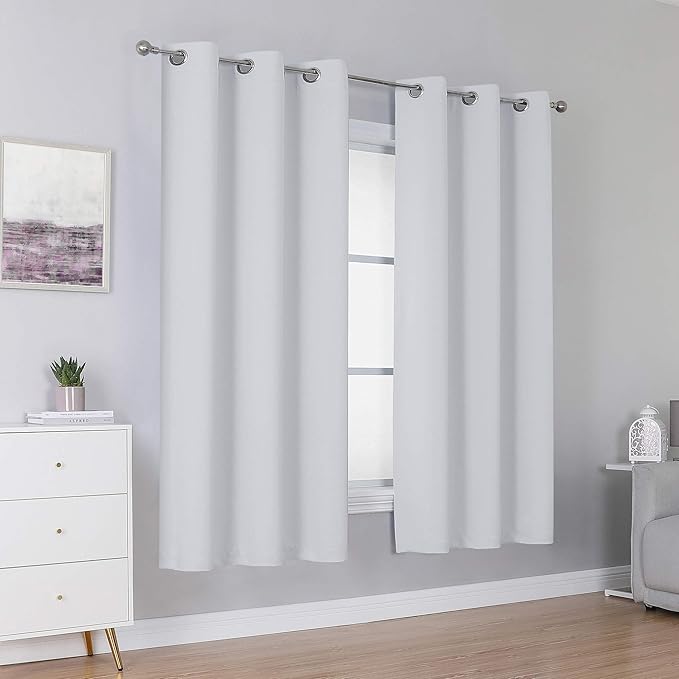 DUALIFE Greyish White Short Curtains - Image 2