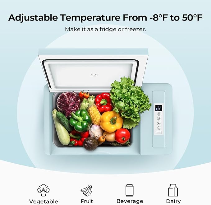 BougeRV Green 23Quart Portable Refrigerator, 12 Volt Fridge 22L, Portable - Image 4