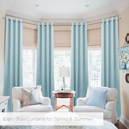 KOUFALL Light Blue Blackout Curtains 90 Inches Long - Image 3