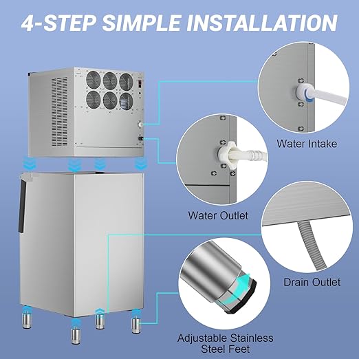 Commercial Ice Maker Machine 600 Lbs/24H, 350 Lbs Large Storage, Stainless - Image 7