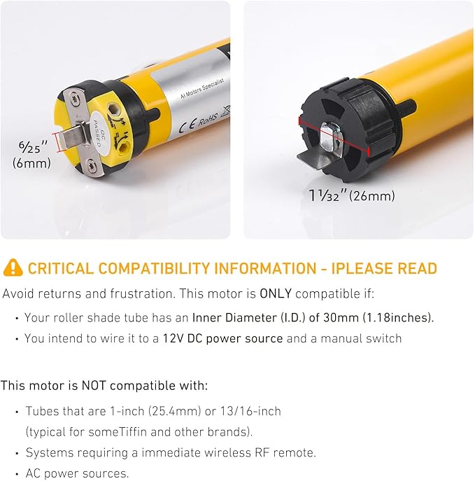 AM25-1.2/30-D DC 12V Tubular Roller Blind Motor – Built-in Mechanical Limit - Image 5