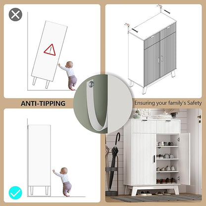 Shoe Cabinet Storage for Entryway, 4 Tier Fluted Shoe Storage Cabinet - Image 6