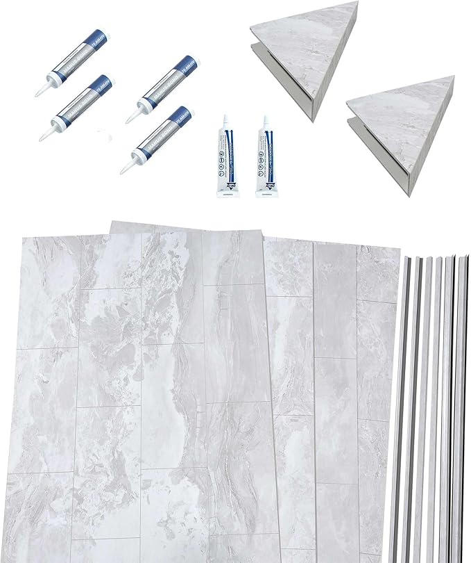 Palisade 78in x 60in x 30in Waterproof Vinyl Shower Surround Kit - Image 2