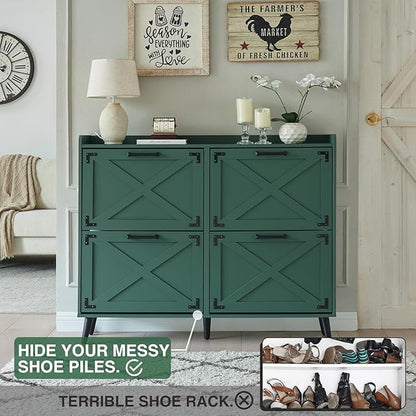 Shoe Storage Cabinet, Farmhouse Shoe Organizer - Image 3