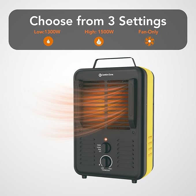 Comfort Zone 1, 500-Watt Milkhouse Style Electric Portable Utility Heater - Image 2