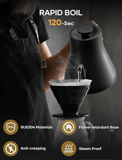 Electric Kettle, Gooseneck Electric Kettle, ±1℉ Temperature Control, Stainless - Image 2