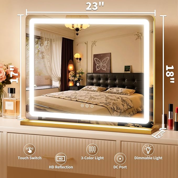 ROLOVE Vanity Mirror with Lights, Lighted Vanity Mirror with Dimmable 3 Modes - Image 2