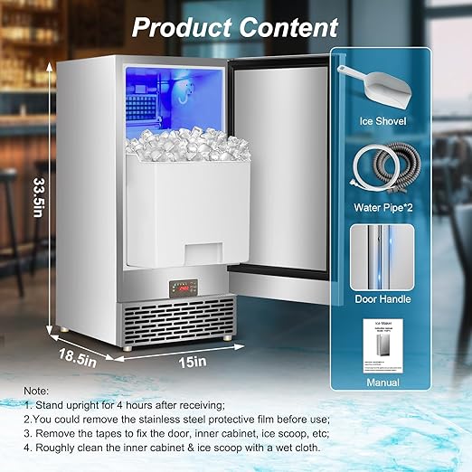 Commercial Ice Maker Machine 120 LBS/24H, 60 LBS Cold Preservation Bin - Image 7