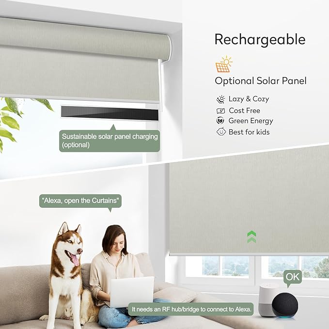 Zshine Motorized Blackout Window Blinds Customize Width Remote Control Wireless - Image 5