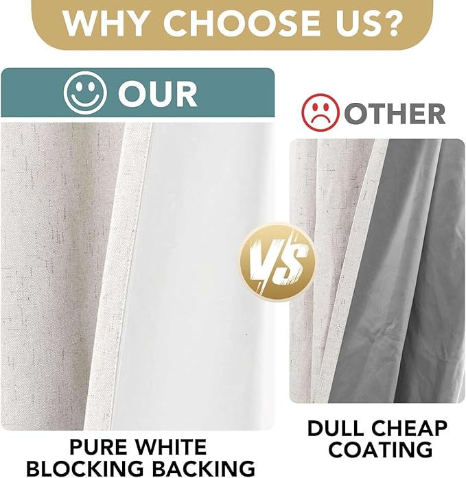 H.VERSAILTEX Linen Curtains 100% Blackout Curtains - Image 3