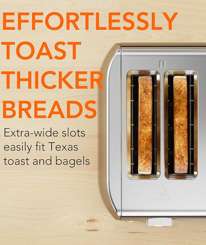 Cowsar Toaster 4 Slice Retro Stainless Steel, Compact 4 Slice Toaster - Image 4