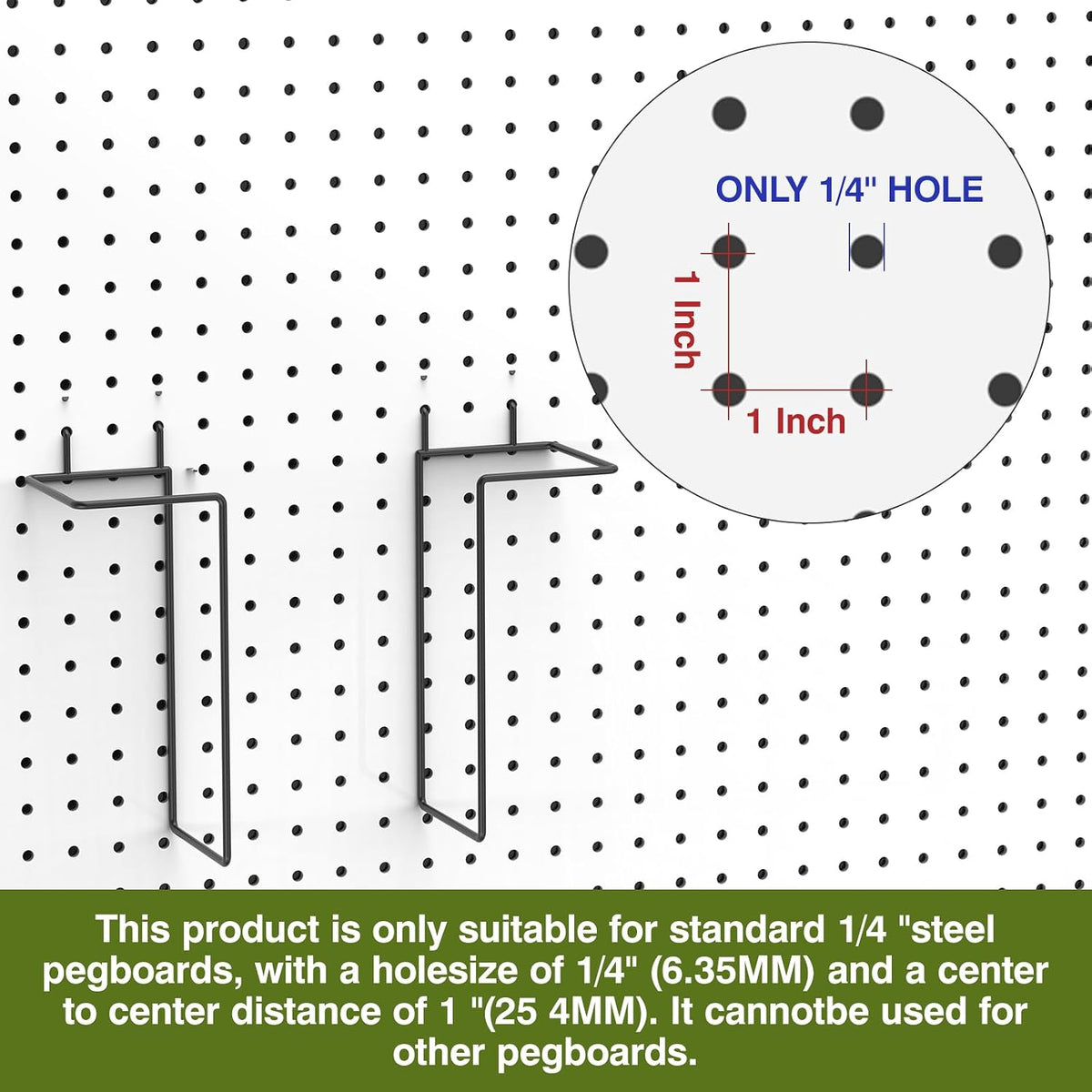 6 pair expandable literature display shelf for pegboard, close-up detail