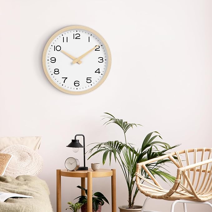AKCISOT Wall Clock 12 Inch, Boho Office Wall Clocks Battery Operated Non Ticking - Image 7