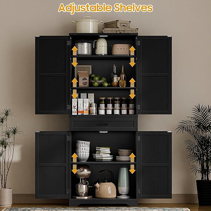 72" Kitchen Pantry Storage Cabinet, Farmhouse Style - Image 6