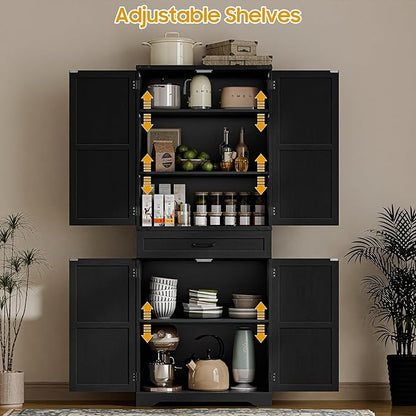72" Kitchen Pantry Storage Cabinet, Farmhouse Style - Image 6