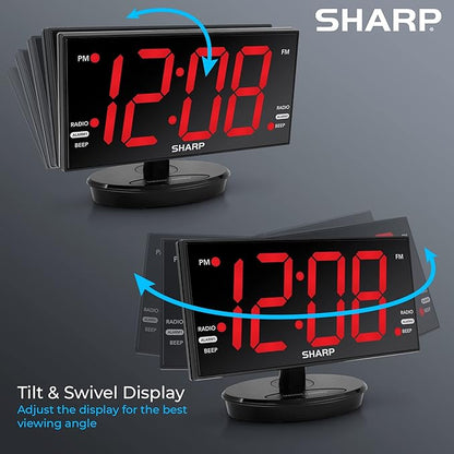 Sharp Digital Alarm Clock, 8.9" Extra Large LED Clock - Image 2