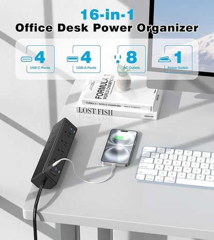 40W Fast Charging Station, Desk Clamp Power Strip, 4 USB-C Ports & 8 AC Outlets - Image 5