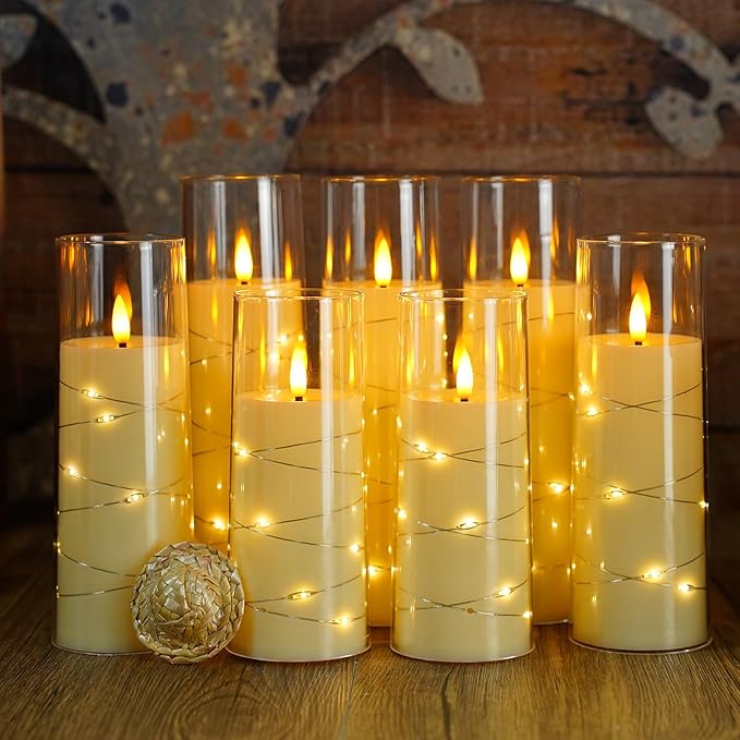 Flameless Candles with Embedded Star String, Battery Operated LED Pillar - Image 4