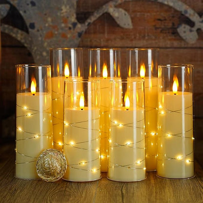 Flameless Candles with Embedded Star String, Battery Operated LED Pillar - Image 4