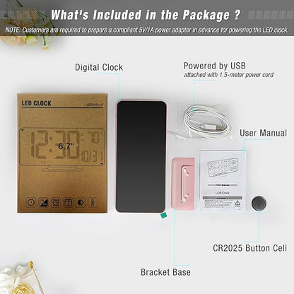 KOSUMOSU Clock for Bedroom, 6.7in Digital Alarm Clock, Auto Dimming, Room - Image 5