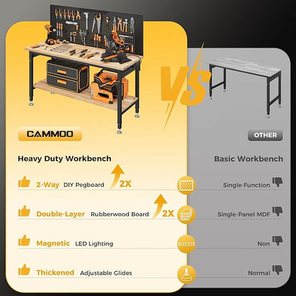 60" Work Bench Adjustable Height - Image 2