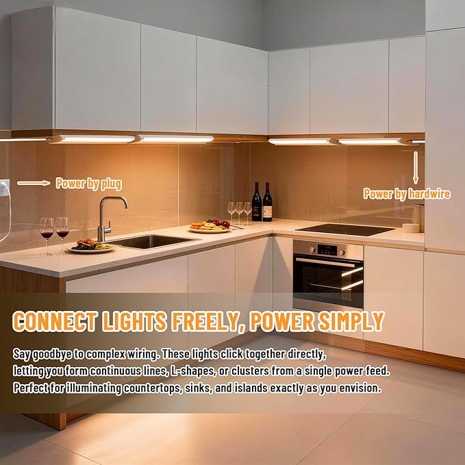 Snyloe 12" LED Under Cabinet Lighting, 8W 600LM, 3 Color Temperatures, - Image 6