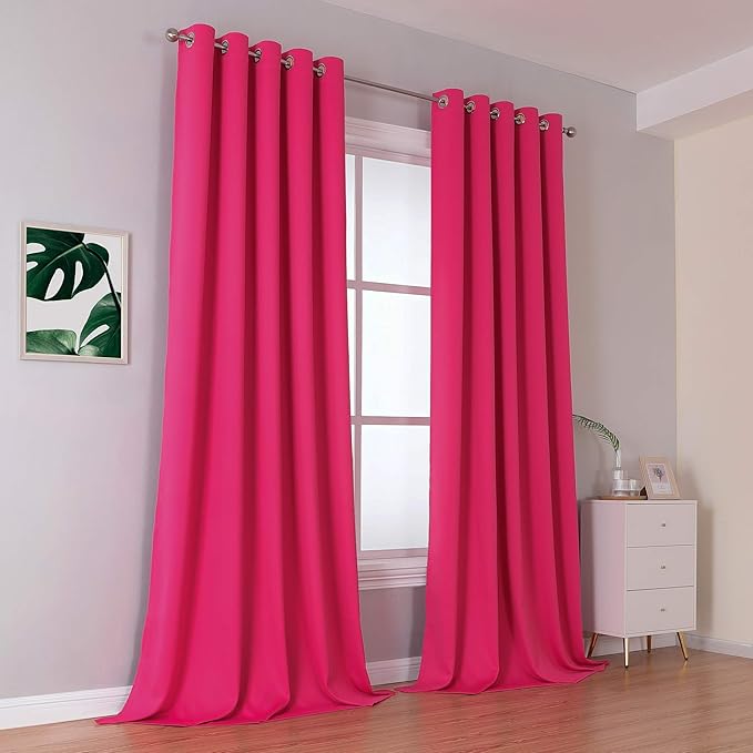 DUALIFE Raspberry Sorbet Blackout Curtain Panels - Image 2