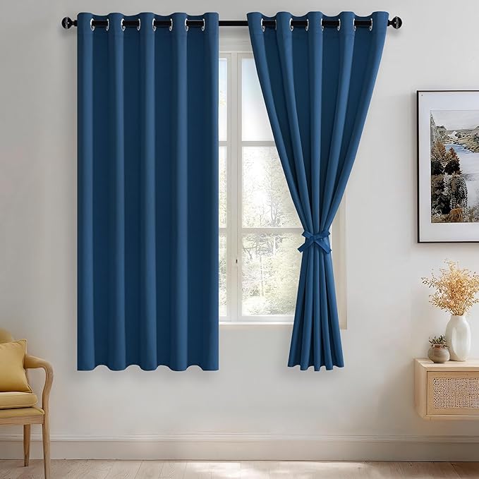 JIUZHEN Classic Blue Blackout Curtains by JIUZHEN
