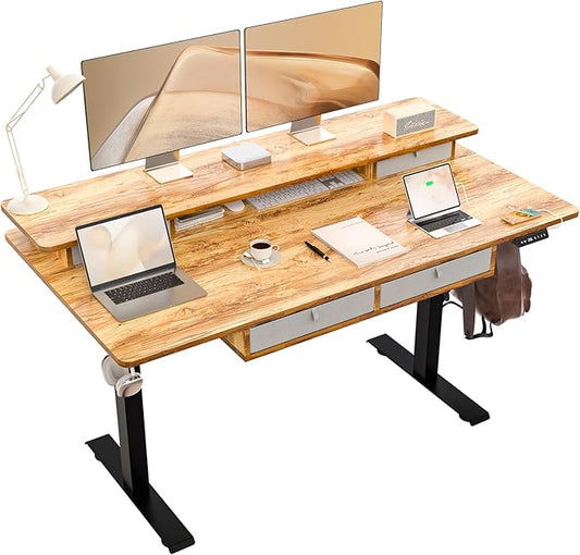 63 * 30 Inches Electric Standing Desk Adjustable Height by ExaDesk