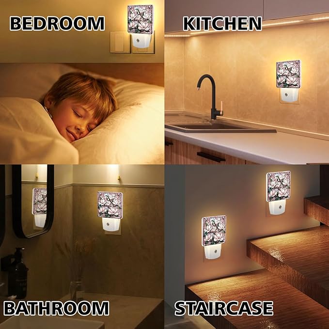 PODMemory Magnolia Stained Glass Night Lights Plug into Wall - Image 7