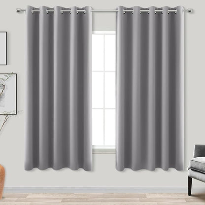 KOUFALL Grey Grommet Insulated Thermal Room Darkening Blackout Curtains by KOUFALL